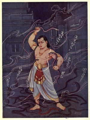 Bhima fighting with nagas